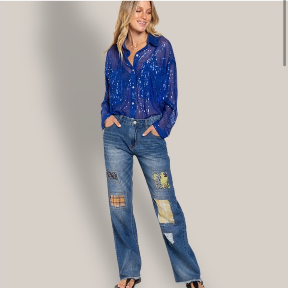 Patch Out Denim Boyfriend Jeans